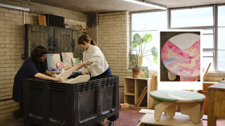 A tide of craft: Brogan Cox and Nat Maks bring ink marbling to wooden furniture