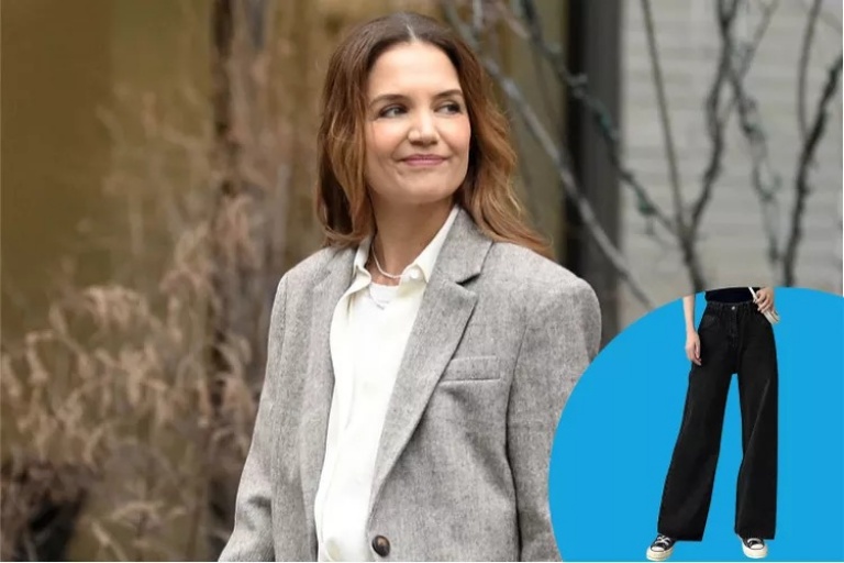 Katie Holmes Gave a Master Class in How to Make Wide-Leg Jeans Dressy — Shop Similar Pairs from $30