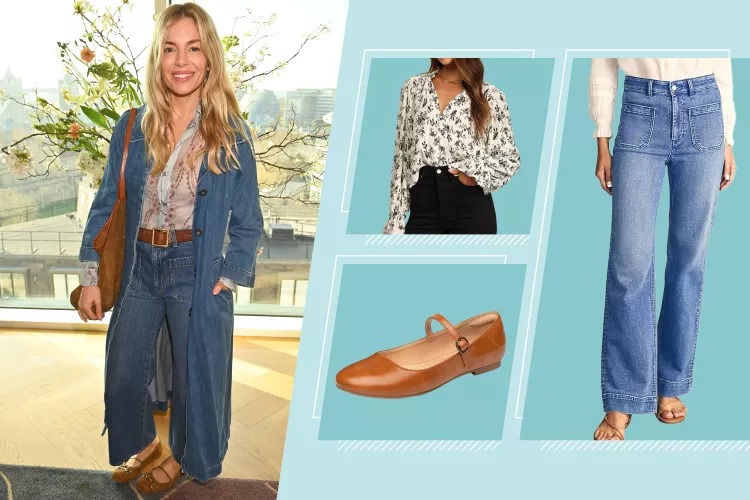 Sienna Miller Paired Hollywood's Go-To Spring Top with the Sneaker Alternative Katie Holmes Is a Fan Of