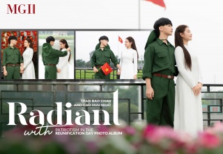 Tran Bao Chau and Cao Huu Nhat radiant with patriotism in the Reunification Day photo album